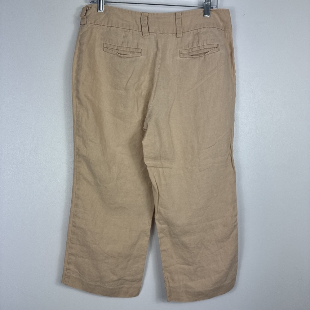 FOCUS 2000 Capri Pants Women's 6 Peach Tan 100% Linen Wide Leg Crop (Waist 32") - Picture 3 of 11